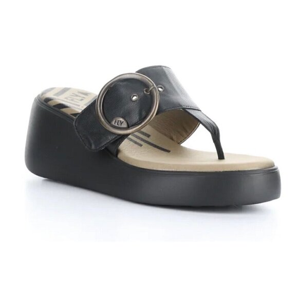 Fly London | Buckle Mules DAFI938FLY 000 BLACK Slip-on Sandals - Picture 1 of 11